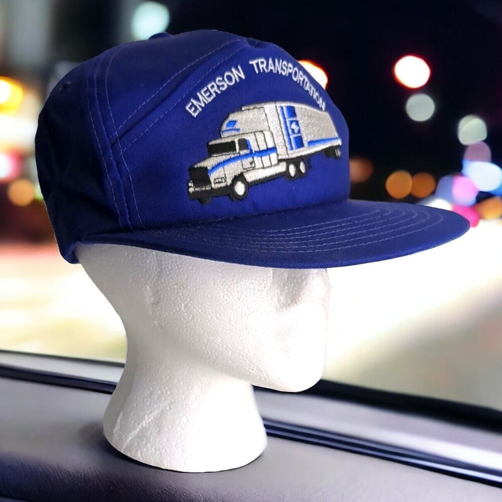 Vintage 5 Panel Emerson Transportation Hat- Embroidered - USA - Lion Wear